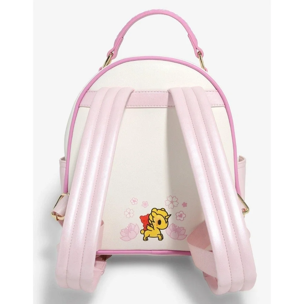 NEW! Tokidoki Unicorno‎ Cherry Blossom Mini Backpack with Clear Pouch Keychain